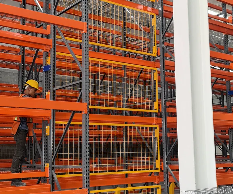 Metal rack back guard on selective rack