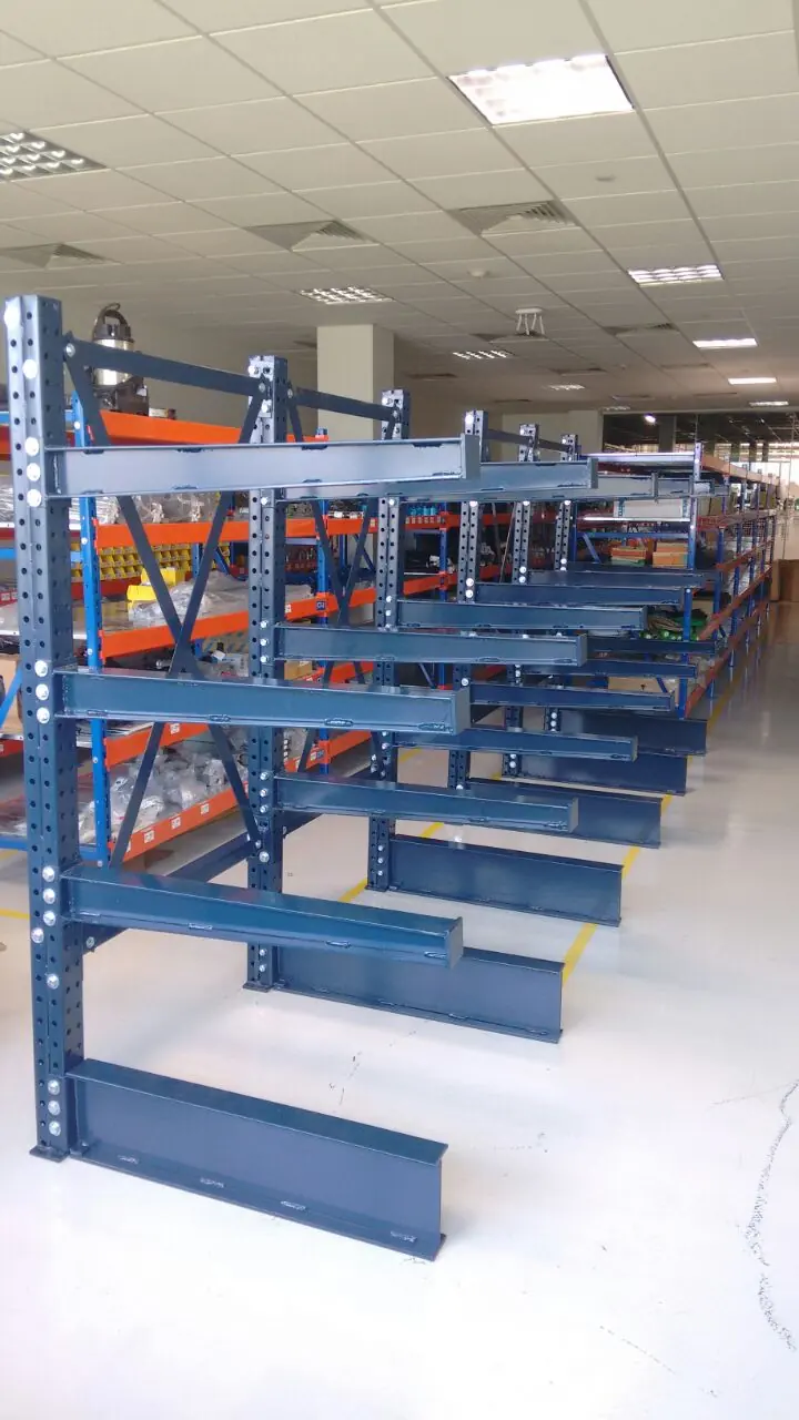 Cantilever rack. Cantilever rack in a warehouse, perspective view.